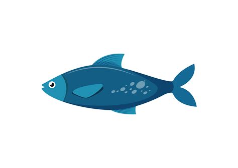 Cartoon blue fish in flat style. Vector illustration of sea fish ...