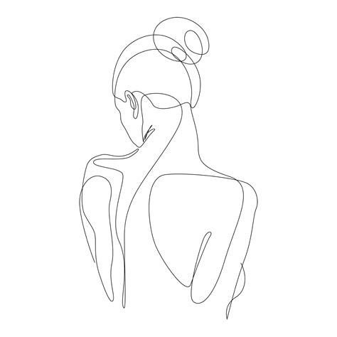 single line art of nude woman's back Minimalist Drawing, Minimalist Art