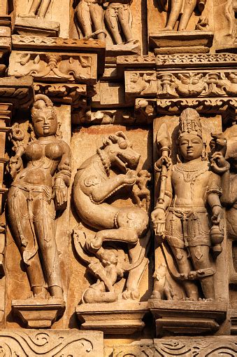 Famous Sculptures Of Khajuraho Temples India Stock Photo - Download ...