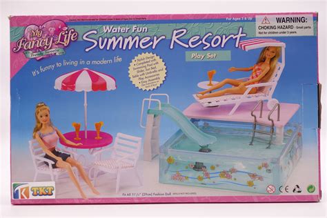 Gloria Summer Resort Swimming Pool Dollhouse Furniture with Glasses, 11