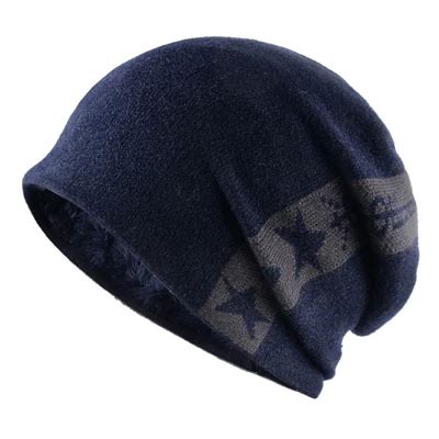 Двойная бархатная вязаная шерстяная шапка skullies, Мужская зимняя ...