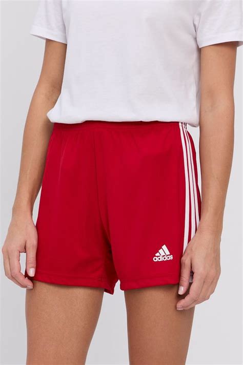 Шорты adidas Performance женские цвет красный гладкие средняя посадка ...