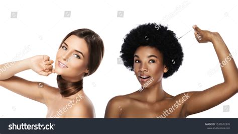 Caucasian African Girls Comparison Different Types Stock Photo ...