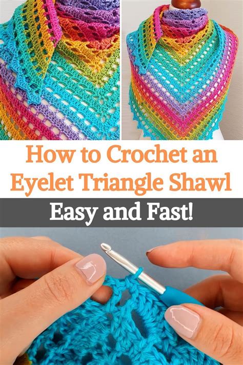 crochet  eyelet triangle shawl easy  fast crochet