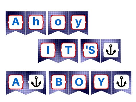 Ahoy it's a boy Banner Red Blue - Magical Printable