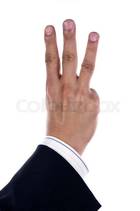 hand and businessman showing three fingers | Stock image | Colourbox
