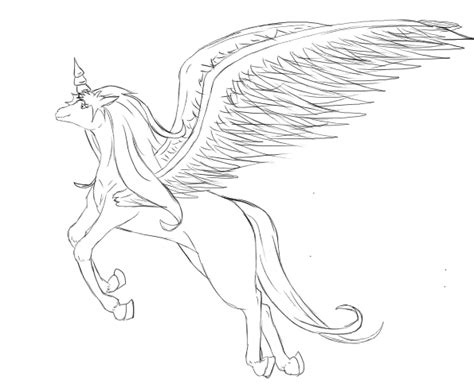 Flying winged unicorn Line art by Airy-Styles on DeviantArt