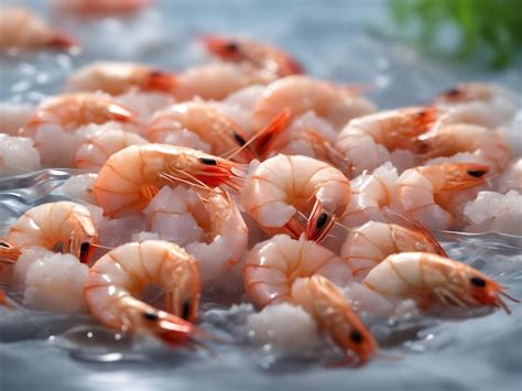 premium ai image  raw fresh shrimp  water  cooking