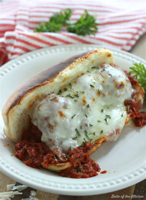 parmesan meatball sandwiches recipe belle   kitchen