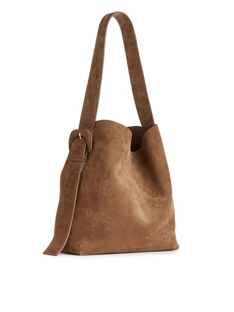Suede Tote Bag - Brown - ARKET