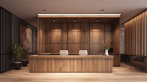 image   modern reception room  lobby  wood walls background