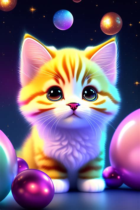 Lexica - CUTE AND ADORABLE CARTOON FLUFFY KITTEN, SPACE, FANTASY