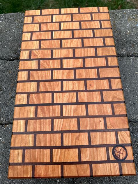 Brick Pattern Cutting Board - Unique Handmade Butcher Block, Hardwood