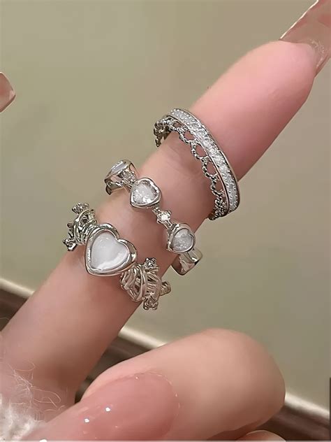 Комплект женских колец из 3 штук, регулируемые кольца набор купить на ...
