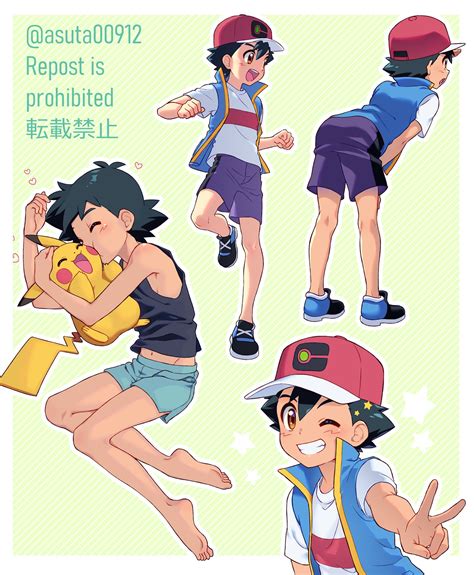 pikachu and ash ketchum (pokemon and 1 more) drawn by ok_(asuta00912