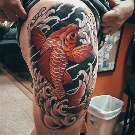 Koi Fish Tattoo Leg Sleeve