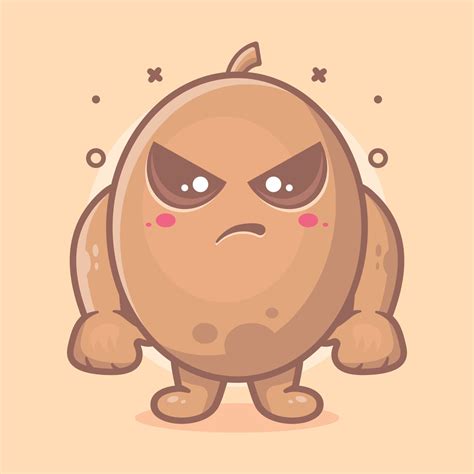 serious kiwi fruit character mascot with angry expression isolated