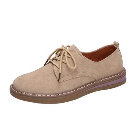 RUIYANQI Women's Suede Lace Up Oxfords Comfortable Flat Shoes Casual