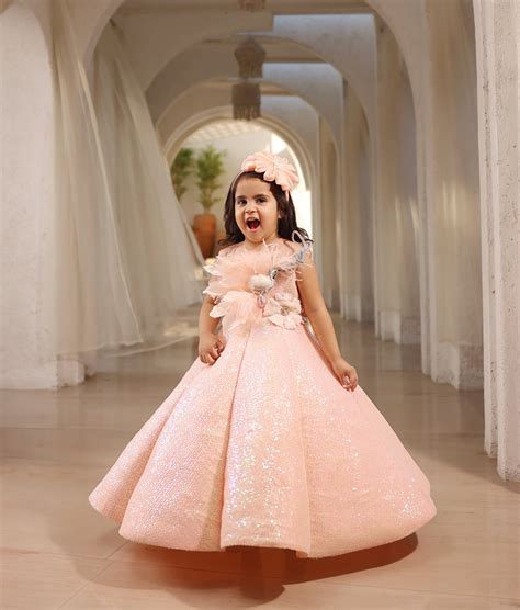 Peach Sequence Embroidery Gown – FayonKids