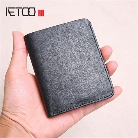 AETOO кошелек, мужской короткий кожаный верхний слой, кожаный тонкий ...