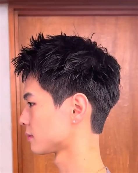 asian taper fade side view  side shave long  top asian short
