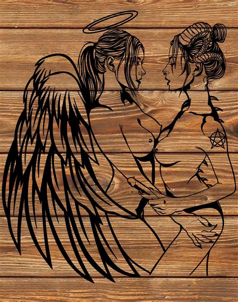 Png svg file cool lovers lesbians angel demon gay pride tattoo stencil