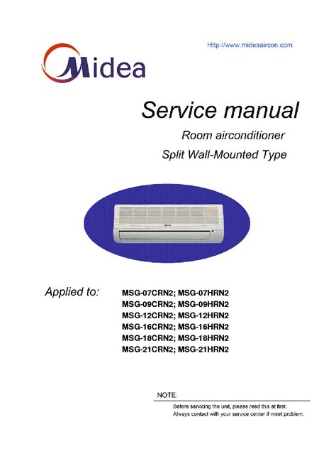 MIDEA MSG-07-09-12-16-18-21CRN2 HRN2 Service Manual download ...