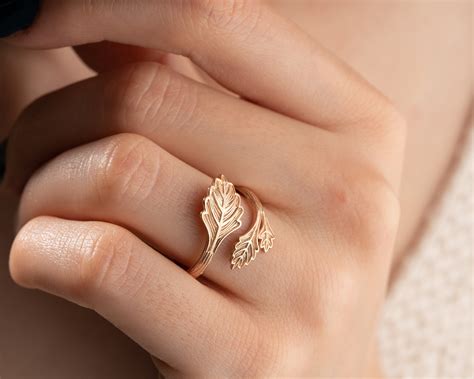 Silver Leaf Ring Dainty Rings Leaf Rings Statement Rings Dainty Rings