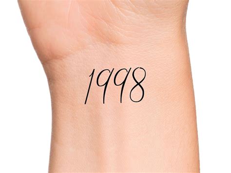 1998 Year Temporary Tattoo Numbers Tattoo Birth Year Tattoo - Etsy