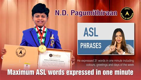MAXIMUM ASL WORDS EXPRESSED IN ONE MINUTE - India Book of Records