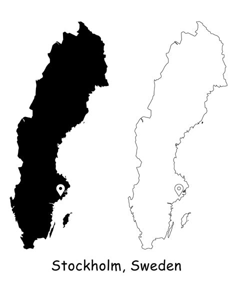 Stockholm Sweden Map Capital City Country Location Pin Black White
