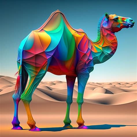 Premium AI Image | A colorful camel is in the desert with the word ...
