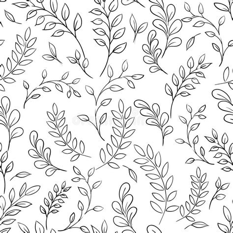 seamless leaf black  white pattern stock vector illustration