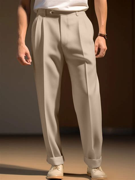 Men's Dress Pants Trousers Pleated Pants Suit Pants Zipper Button