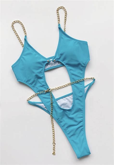 Jessica Bara Sonja Metal Chain Cut Out Swimsuit As Seen On Cindy Prado