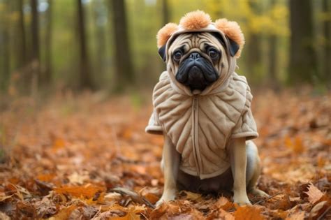 Premium AI Image | A pug wearing a lions mane costume