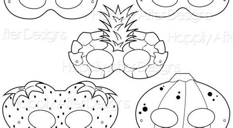 Fruits Printable Coloring Masks, strawberry mask, banana mask, orange ...