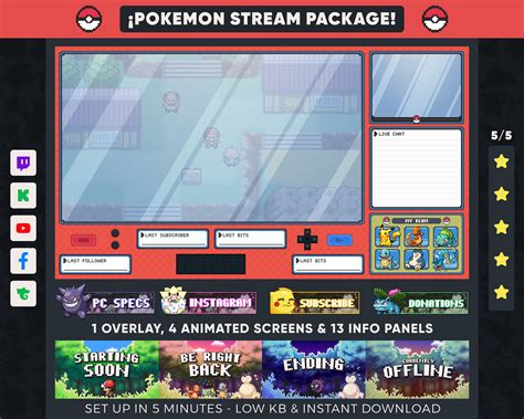 Pokemon Stream Pack / Pokémon Lindo / Superposición De Twitch / Paneles