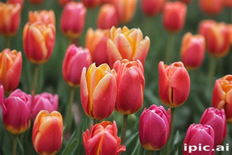 vibrant garden  colorful tulips blooming  springtime sunshine