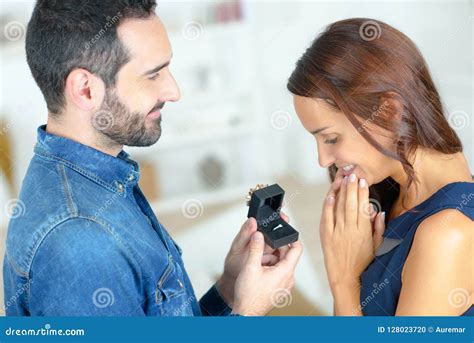 Man Making Propose Wiith Wedding Ring Stock Photo - Image of happy ...