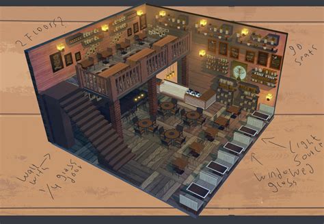 ArtStation - Coffee Shop - Interior Concept Art (Stage Design ...