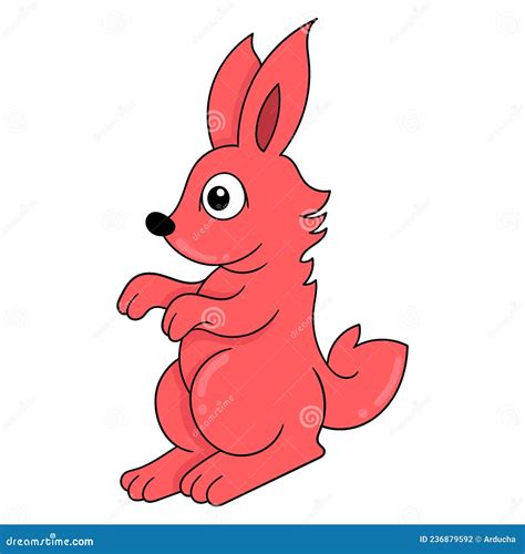 Cute Faced Red Bunny, Doodle Icon Image Kawaii Stock Vector