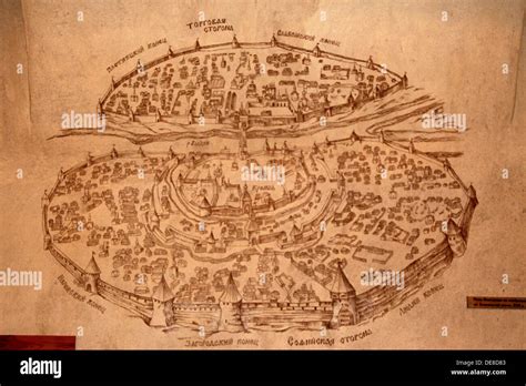 The Novgorod Map, 17th century. Artist: Historical Document Stock Photo ...
