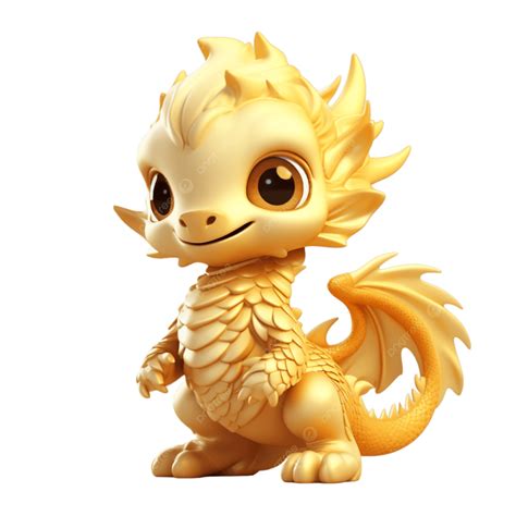 3d Cute Little Golden Dragon Element, 3d, Little Golden Dragon