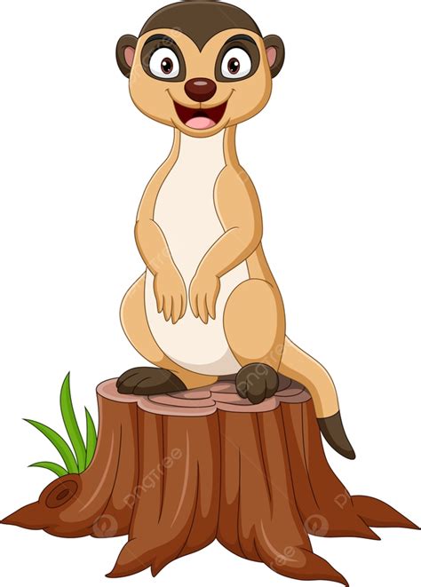 Meerkat Cartoon Vector PNG Images, Cartoon Meerkat Standing On Tree