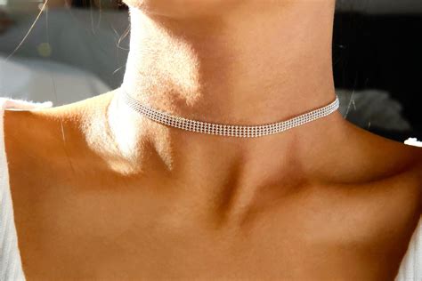 Silver Choker Necklace / Silver Simple Choker Necklace / Silver ...