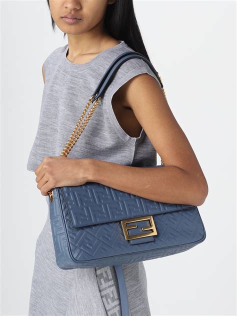 FENDI: shoulder bag for woman - Blue | Fendi shoulder bag 8BR795AH9C ...