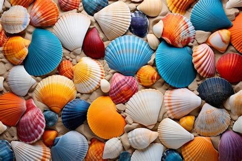 Premium AI Image | colorful shells on a beach