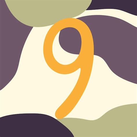 fondo dibujado  mano  el numero nueve  formas abstractas