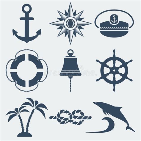 Морские значки иллюстрация вектора. иллюстрации насчитывающей ...